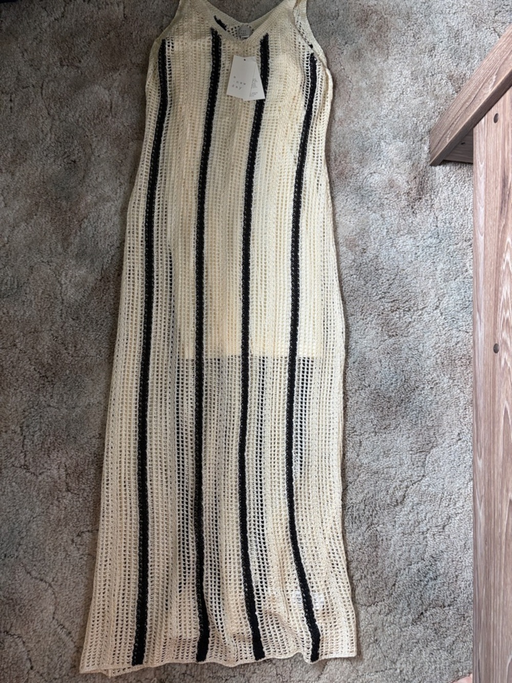 a new day Cream Maxi Dress with Black Stripes